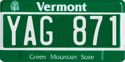 VT license plate YAG871