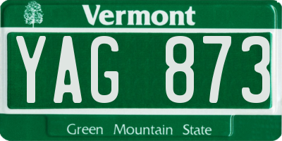 VT license plate YAG873
