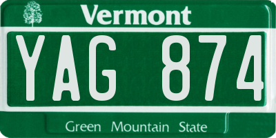 VT license plate YAG874