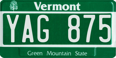 VT license plate YAG875
