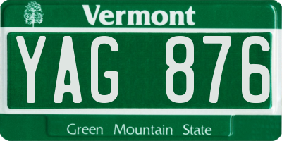 VT license plate YAG876