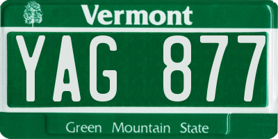 VT license plate YAG877
