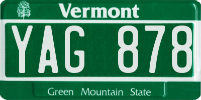 VT license plate YAG878
