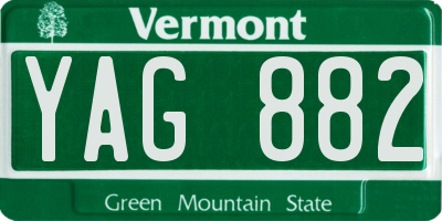 VT license plate YAG882