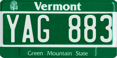 VT license plate YAG883