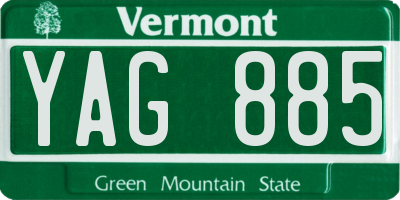 VT license plate YAG885