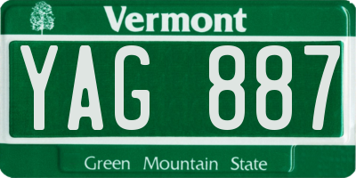 VT license plate YAG887