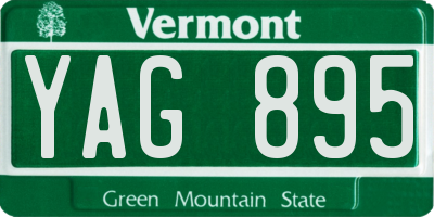 VT license plate YAG895