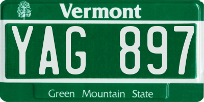 VT license plate YAG897