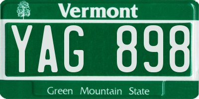 VT license plate YAG898