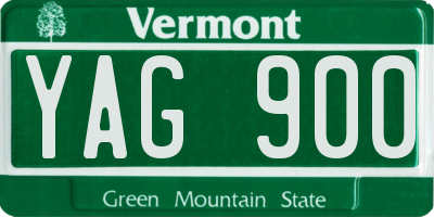 VT license plate YAG900