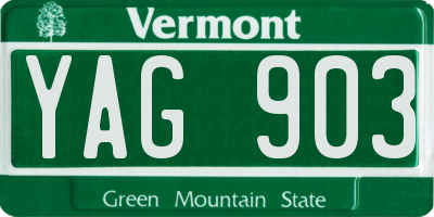 VT license plate YAG903