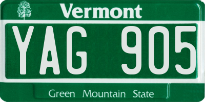 VT license plate YAG905
