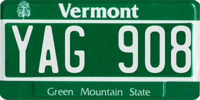 VT license plate YAG908