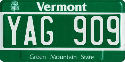 VT license plate YAG909
