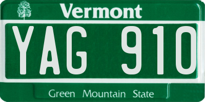 VT license plate YAG910