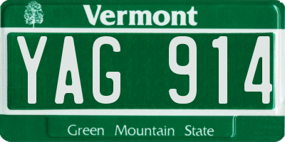 VT license plate YAG914