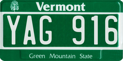 VT license plate YAG916