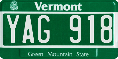 VT license plate YAG918