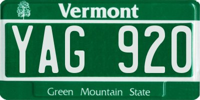 VT license plate YAG920