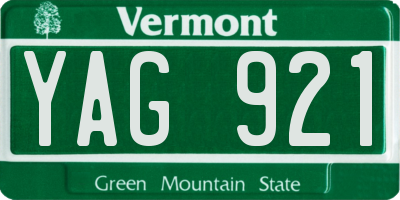 VT license plate YAG921
