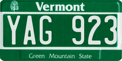 VT license plate YAG923