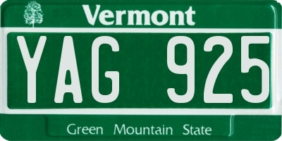 VT license plate YAG925