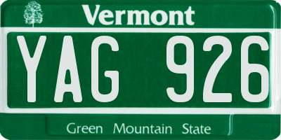 VT license plate YAG926