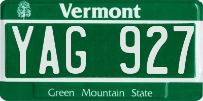 VT license plate YAG927