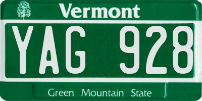VT license plate YAG928