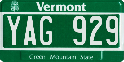 VT license plate YAG929
