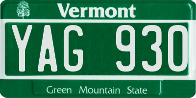 VT license plate YAG930