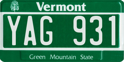 VT license plate YAG931