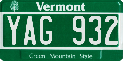 VT license plate YAG932