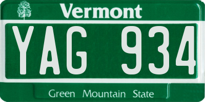VT license plate YAG934