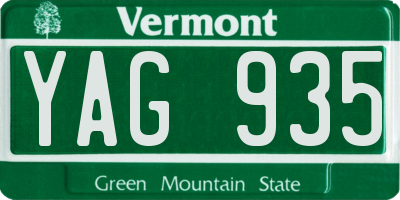 VT license plate YAG935
