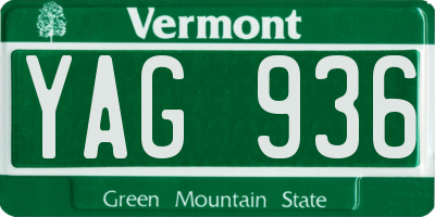 VT license plate YAG936