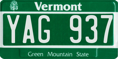 VT license plate YAG937