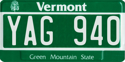 VT license plate YAG940
