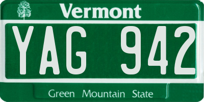 VT license plate YAG942