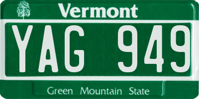 VT license plate YAG949