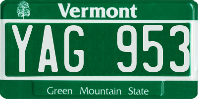 VT license plate YAG953