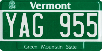 VT license plate YAG955