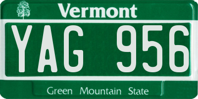 VT license plate YAG956