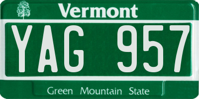 VT license plate YAG957