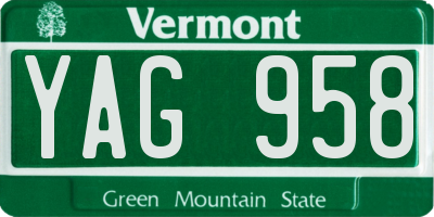VT license plate YAG958