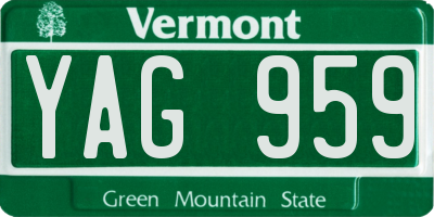 VT license plate YAG959
