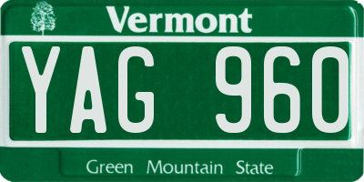 VT license plate YAG960