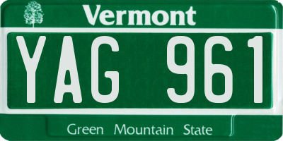 VT license plate YAG961