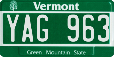 VT license plate YAG963